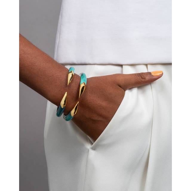 Alexis Bittar Mirrored Pyramid Lucite Brake Hinge Bracelet- in Mediterranean Opal | Statement Jewelry from Alexis Bittar (One Size)