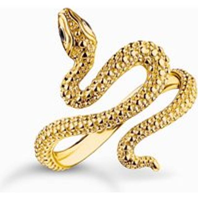 Thomas Sabo Gold-plated snake ring Tempting Romance yellow gold coloured TR2483-427-39-50 - yellow gold-coloured/black