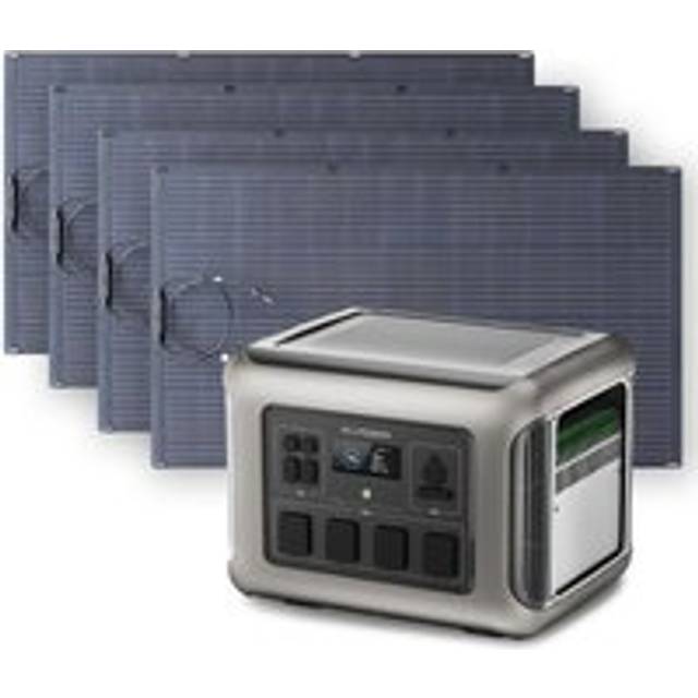 Allpowers - Portable Power Station, Solar Generator 2016Wh LiFePO4 with 4Pcs 200W Flexible Monocrystalline Solar Panel for rv, Home Backup,