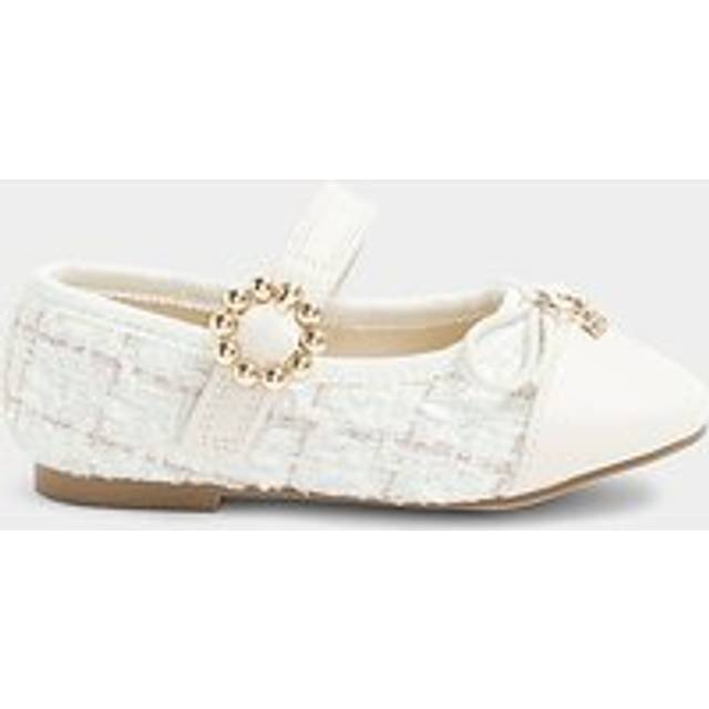 River Island Mini Girls Cream Boucle Ballet Pumps - c4