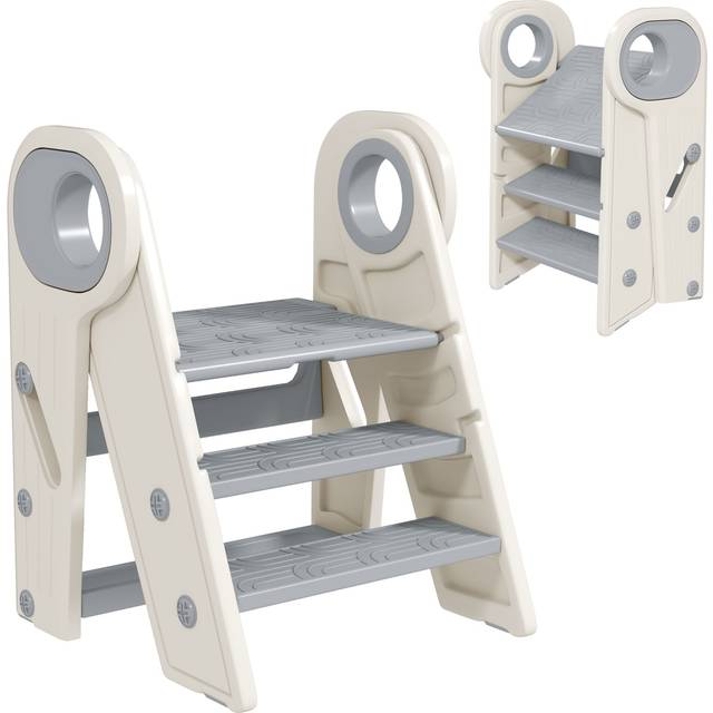 AIYAPLAY Toddler Tower - Foldable & Adjustable - with Handle - Non-Slip - Grey | TJ Hughes