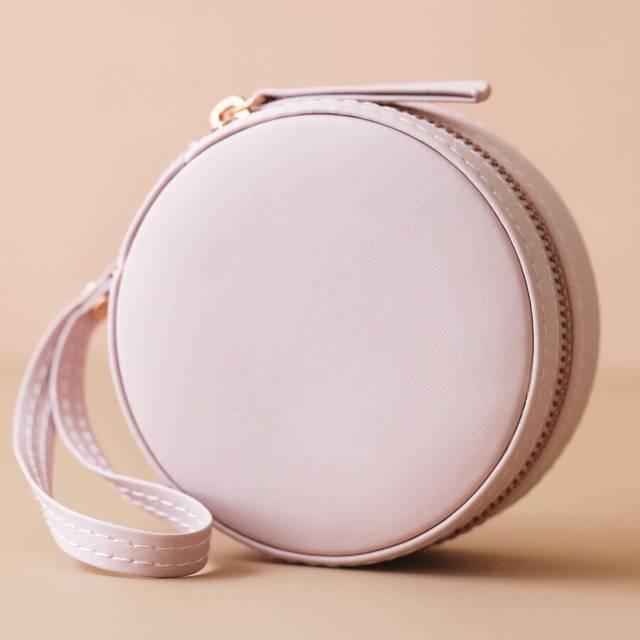 Mini Round Travel Jewellery Case in Lilac Pink - purple/rose gold - one size