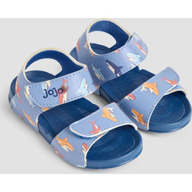 JoJo Maman Bébé Kids' Shark Pattern Sandals, Blue
