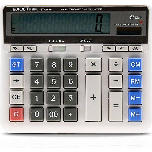 Large Computer Electronic Calculator Counter Solar & Battery Power 12 Digit Display