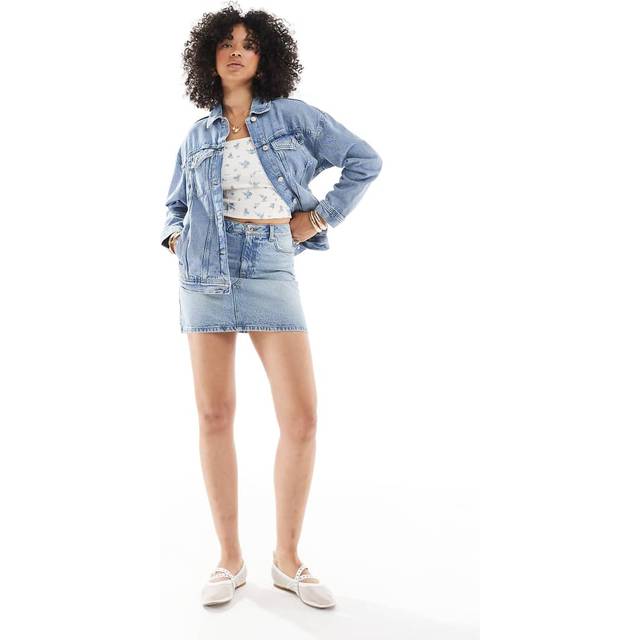 New Look Women's Light Blue Denim A-Line Skirt - UK 12