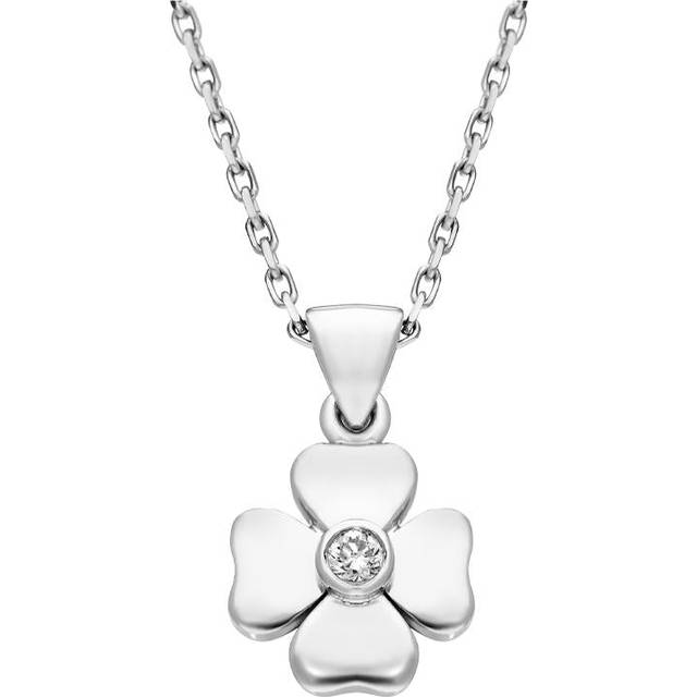 18ct White Gold 0.10ct Diamond Heart Cross Necklace