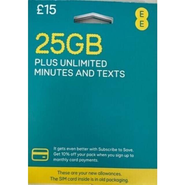 Ee 4g pay as you go payg sim card