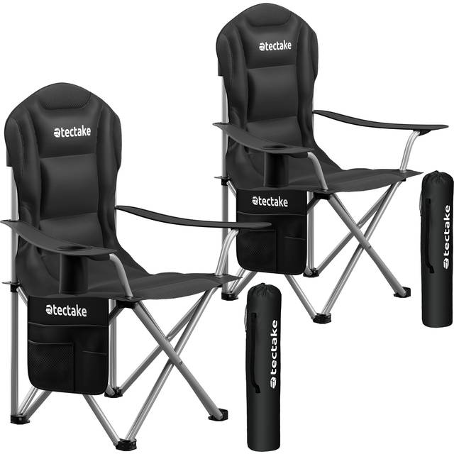 Camping Chair MTX - padded, foldable, with cup holder and side pocket - Set of 2