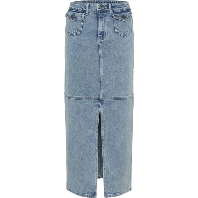 Kaffe Kadoriana Denim Skirt Dam Maxikjolar Stl. 40 - Från Magasin - Washed Blue Denim (40)