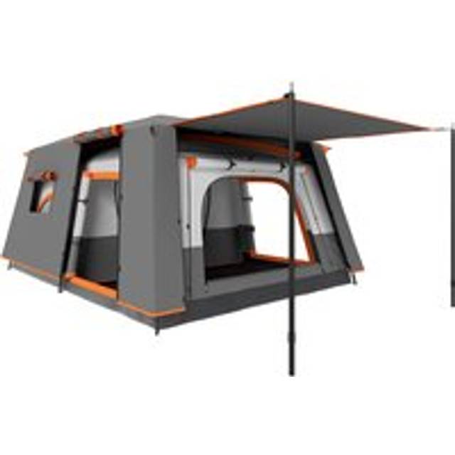 Outsunny 4-6 Man Camping Tent, Double Layer Tunnel Tent with Porch, Living Area and 2 Bedrooms, Sewn in Groundsheet, 3000mm Waterproof and UPF 30+, Po