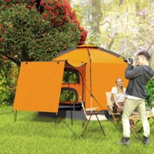 Outsunny 2-4 Person Tent, Instant Pop Up Camping Tent, Orange, Orange