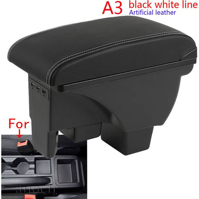 (A3 Black White line) For Volkswagen Polo Armrest box For VW Polo Car Armrest 20192020 2021