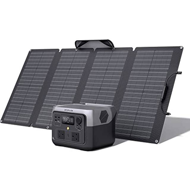 ECOFLOW RIVER 2 MAX bärbar kraftstation med 160W bärbar solpanel, 1000W utgång med X-boost, solgenerator för utomhus, husbil, balkong