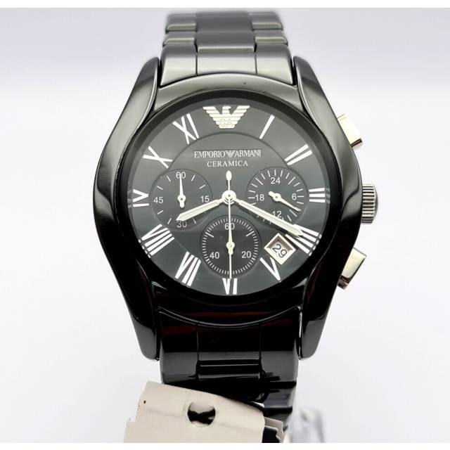 NEW GENUINE EMPORIO ARMANI AR1400 BLACK CERAMIC DIAL 43MM MEN'S WATCH - Black
