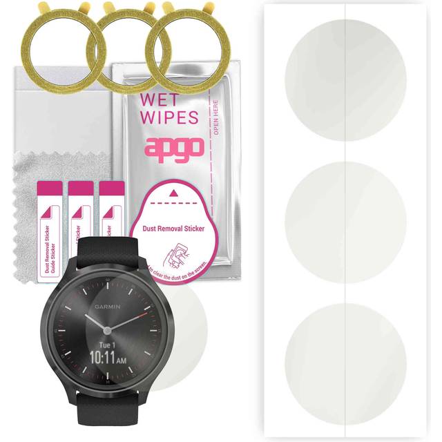 3x apgo MATTE Hydrogel Screen Protector for Garmin Vivomove 3S, Hydrogel Film, with positioning layer easy installation
