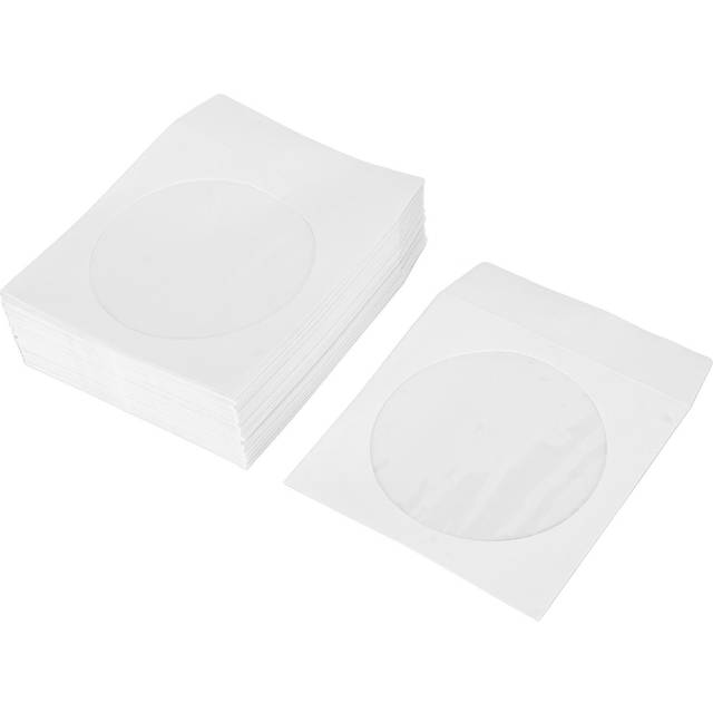 100Pcs CD Sleeves 4.9in Wide Clear Window Dustproof Thick Reusable CD Envelopes for 12cm 4.7in DVD