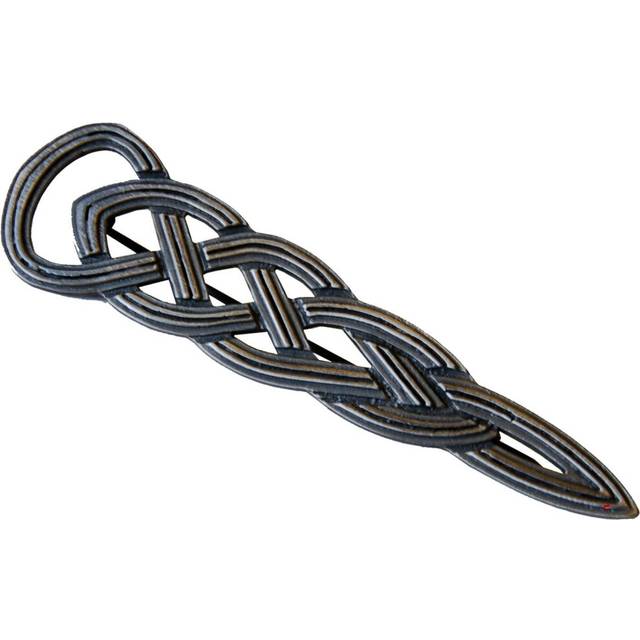 Kilt Pin Plated Antique Silver Finish Celtic Weave Design 85mm
