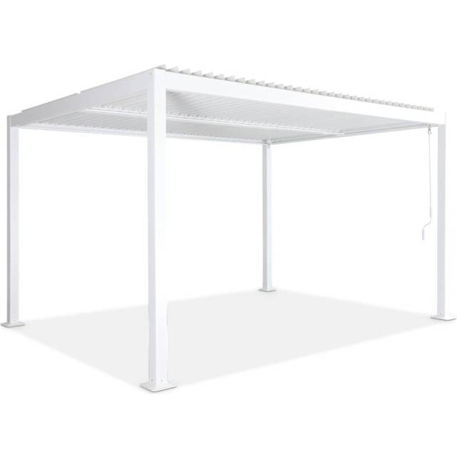 White bioclimatic pergola, aluminium and steel, 3x4m, adjustable slats