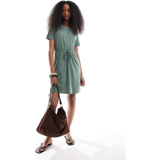 Women's Vero Moda Luna Short Sleeve Short String Dress Laurel Wreath - Green - Size: 10