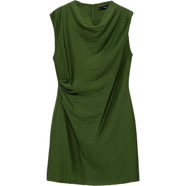Mango Carlota Drape Mini Dress, Green