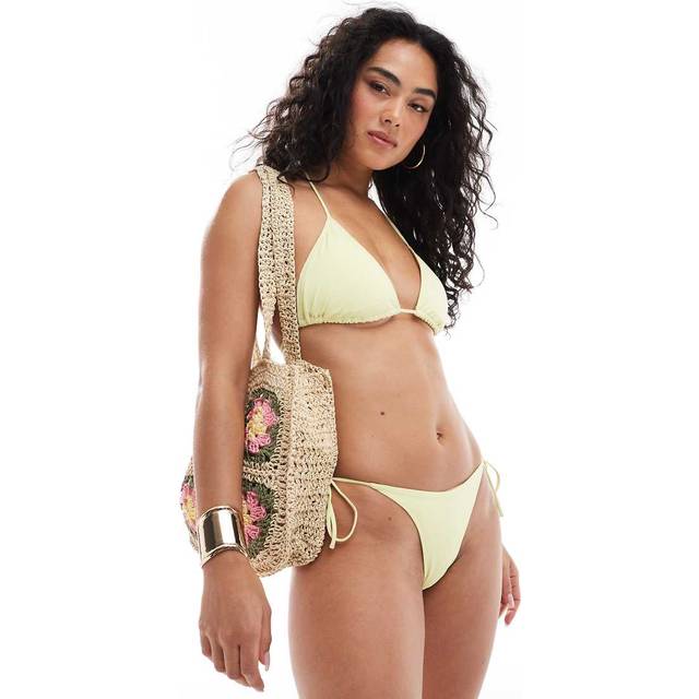 Monki – Mixa och matcha – Gul bikiniunderdel med knytning i sidan – Endast hos ASOS