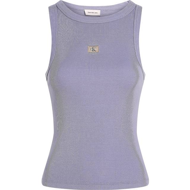 Slim Ribbed Cotton Tank Top - Purple - XXL