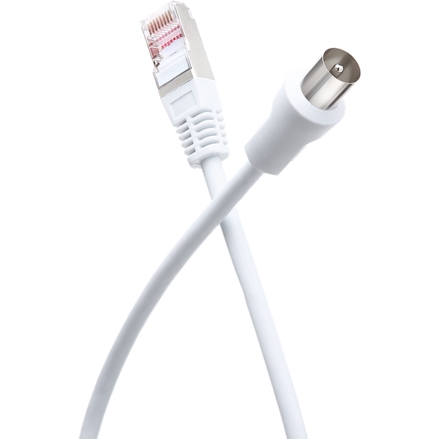 Force Power Tv Cable Coaxial 9.52mm / Ethernet Rj45 Cat8 Male/male 2m, White