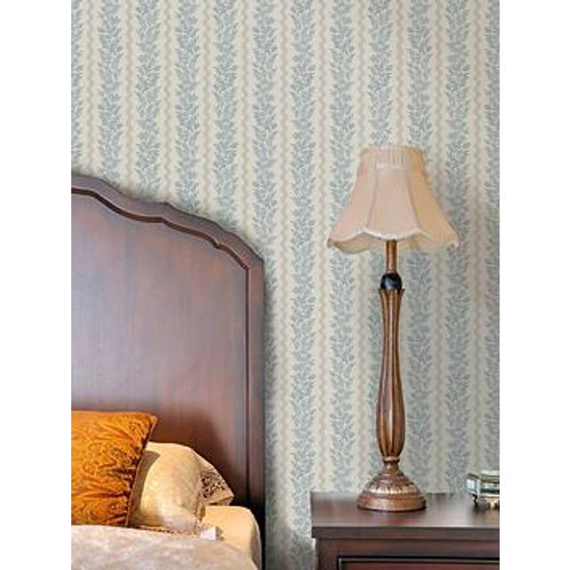 Holden Decor Foliage Stripe Neutral and Blue Wallpaper - 53 x 1000cm