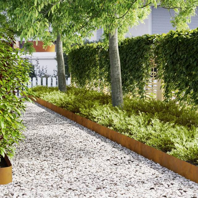 vidaXL Lawn Edgings 50 pcs Brown 100 x 0.5 x 20 cm Weathering Steel