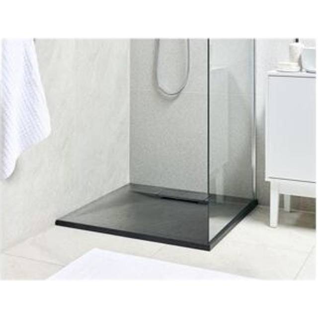 Minimalist Shower Tray with Drain smc Natural Stone Effect Black 80 x 80 x 3 cm Azzurro