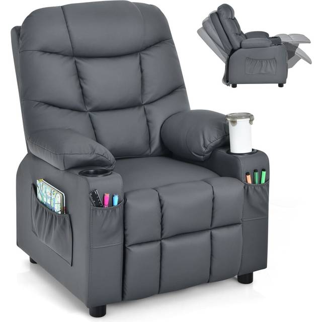 Kids Youth Recliner Chair Toddler Upholstered Lounge Recliner-Grey