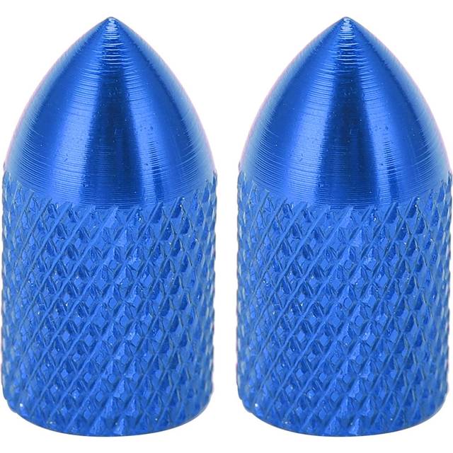 2pcs Schrader Valve Caps Aluminium Alloy Schrader Cycling Valve Dust Covers Bicycle Tire CapsBlue
