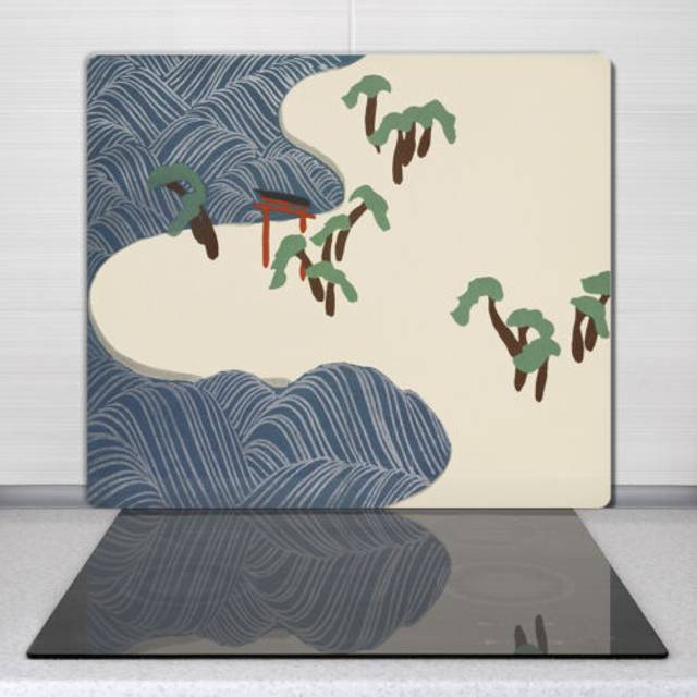 Glass chopping cutting board painting abstract asian kamisaka sekka 60x52 cm