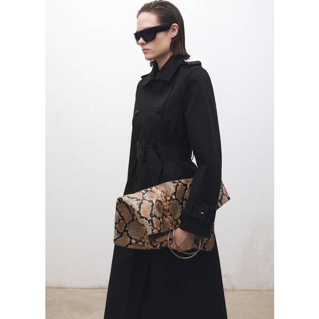 MANGO Doublebreasted Cotton Trench Coat Dam Jackor Stl. L - Från Magasin - Black (L)