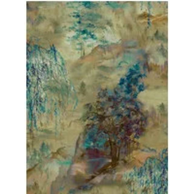 Coordonne Tapete Dunhuang - Blue Spirulina - brown/blue/green