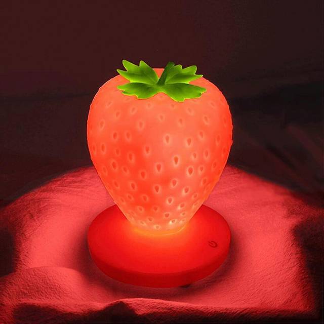 (As show, One size) Strawberry Night Light, Cute Silicone Night Light, Kids Night Light, Led Night Light, Kids Bedside Lamp, Usb Rechargeable, 3 Touch