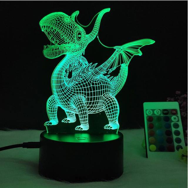 (Style H) 3d Led Night Light Color Changing Touch Switch Dinosaur Shape Lamp Kids Gift