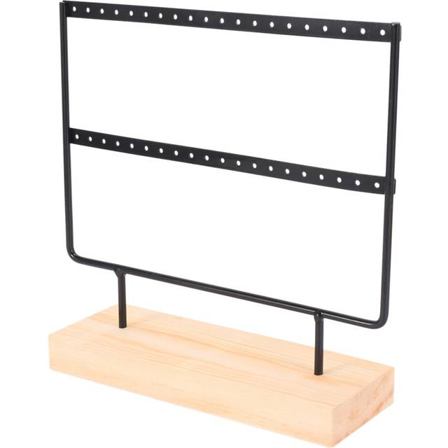 Jewelry Stand Organizer, Black Metal and Wood Basic Earrings Holder