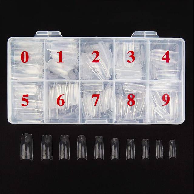 Acrylic Nail Tips White 500Pcs French Artificial False Tip for Manicure Nails Art Salons & Home DIY - Clear