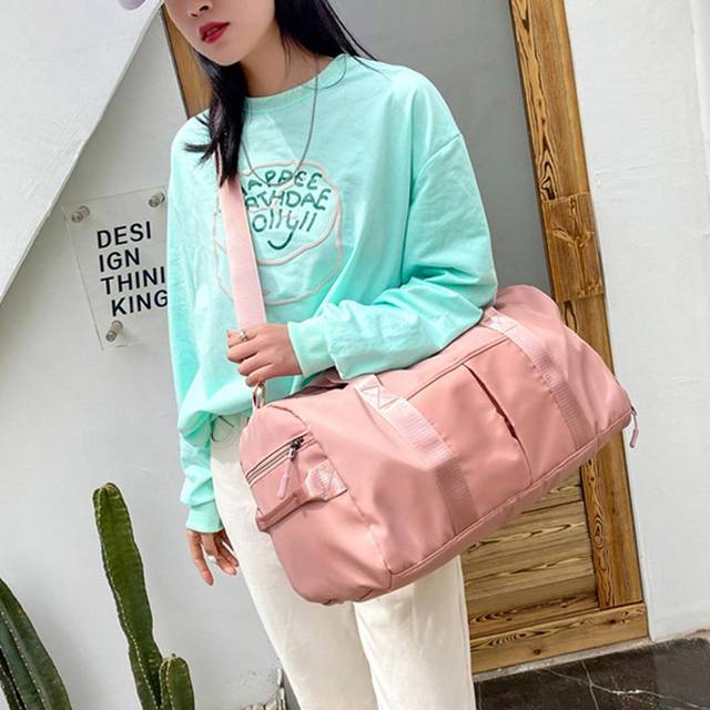 Gymväska för män Dam Sport Duffle Bag Reseryggsäck med våtficka & Skofack för rosa