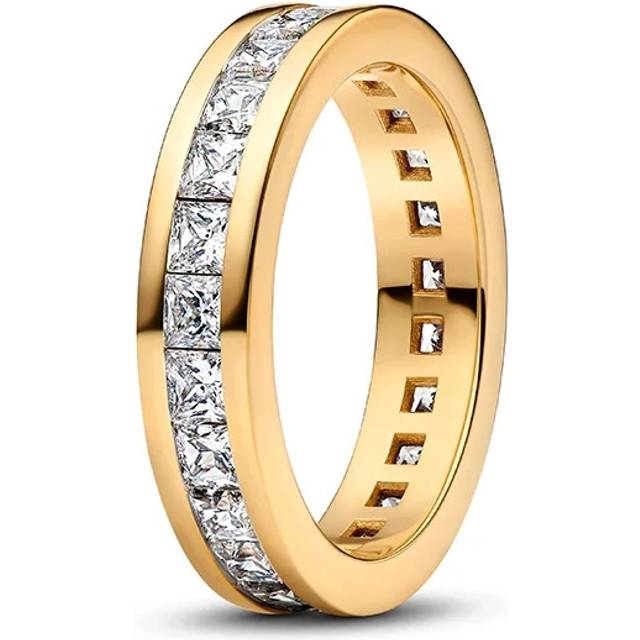 Pandora Eternity Channel Ring - 14k gold plating / Cubic zirconia - Sz. 48 - Clear