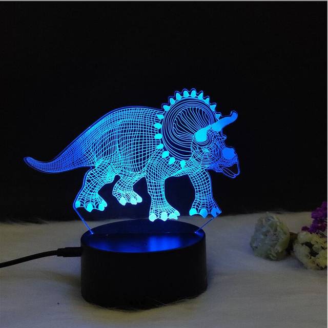 (Style E) 3d Led Night Light Color Changing Touch Switch Dinosaur Shape Lamp Kids Gift