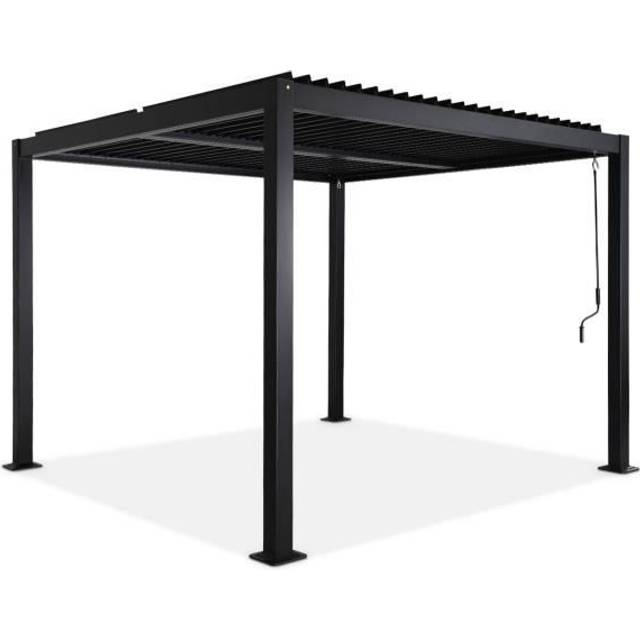 3x3m louvered aluminium pergola with adjustable slats, Palace, Black, 292x292x231 cm