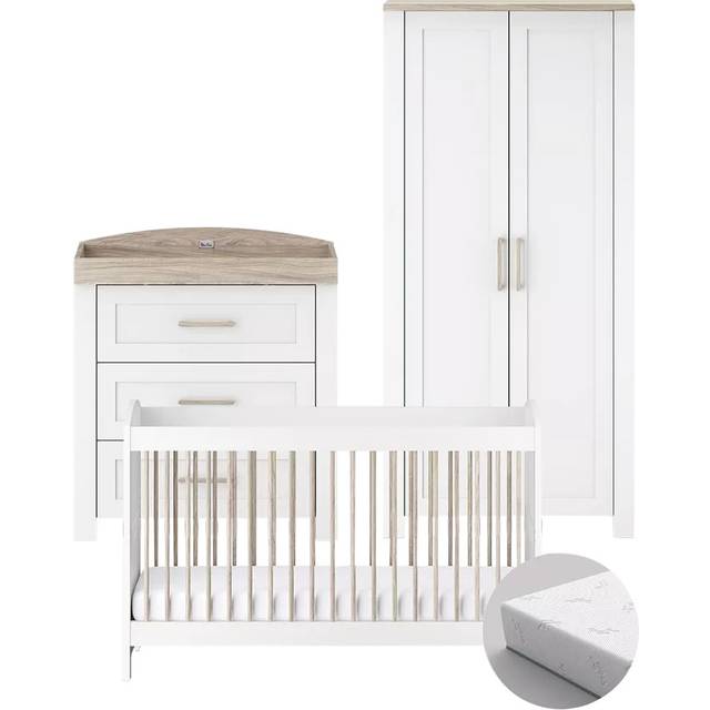 Silver Cross Valencia 4 piece set with TrueFit Cot Mattress, White