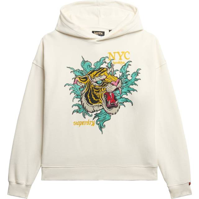 Superdry Damen Lässiges Neo Trad Hoodie mit Tattoo-print Weiß - Größe: 40
