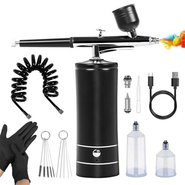 27PSI High Pressure Airbrushwith Hose Wireless AirBrush Black