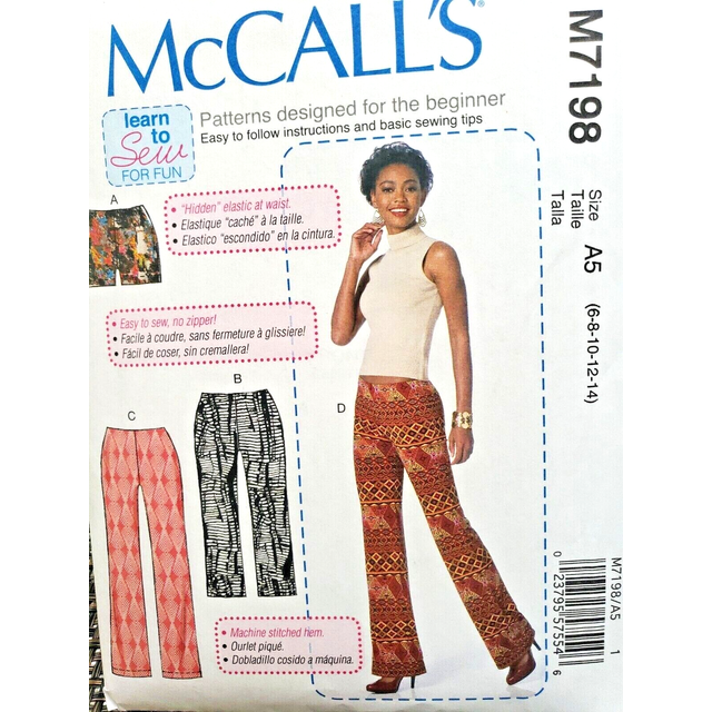 McCalls Patterns M7198 Misses Shorts and Pants Sewing Template  A5 68101214
