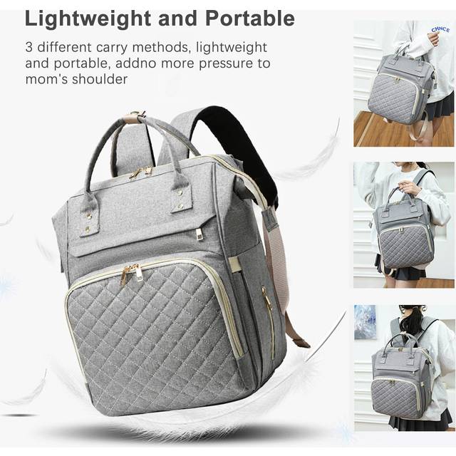 (blue) Portable Diaper Bag Backpack Large Capacity Water-resistant Travel Baby Nursing Bag Mommy Bag With Usb Charging Port Stroller Straps Thermal Po
