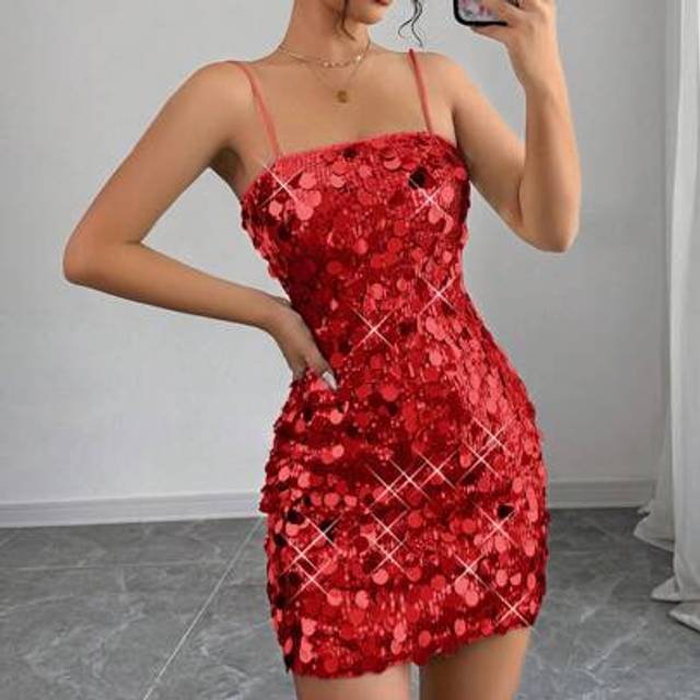 SHEIN Women&#39;s Sparkly Sequin Mini Dress For Party, Graduation, Dance
