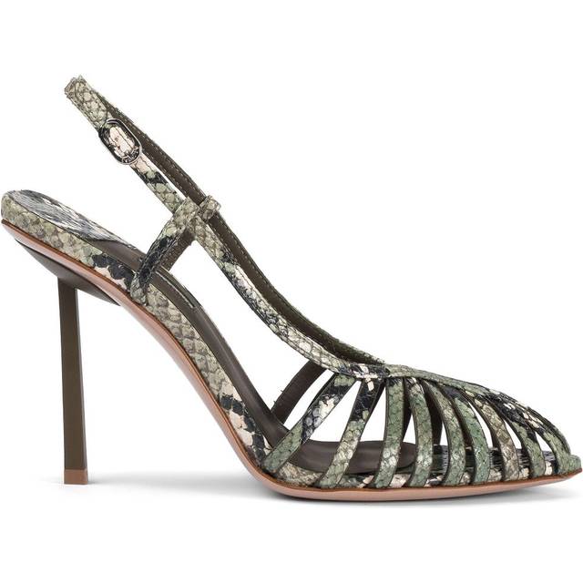 Le Silla - 100mm Cage pumps - women - Snake Print Leather/Goat Skin/Calf Leather - 37 - Green